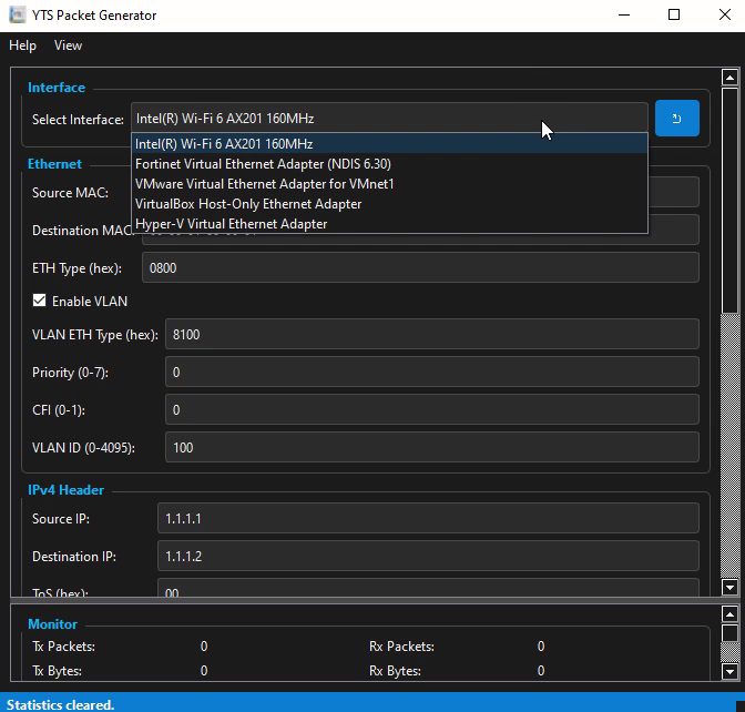 YTS ETH Packet Generator — Ethernet frame crafting on Windows